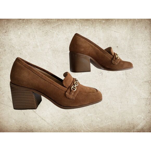 Alex Marie Farin loafer pump suede leather pilgrim heel shoes   Sz 8.5 - Picture 6 of 10